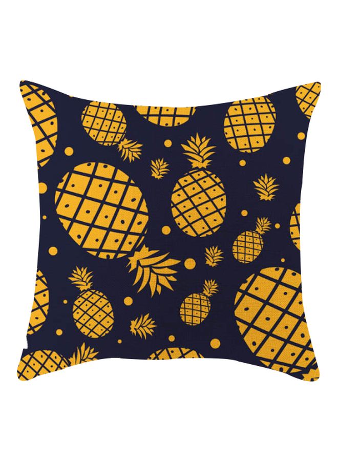 Beauenty Fruit Pineapple Printed Home Pillow Cover Black/Yellow 45x45cm 