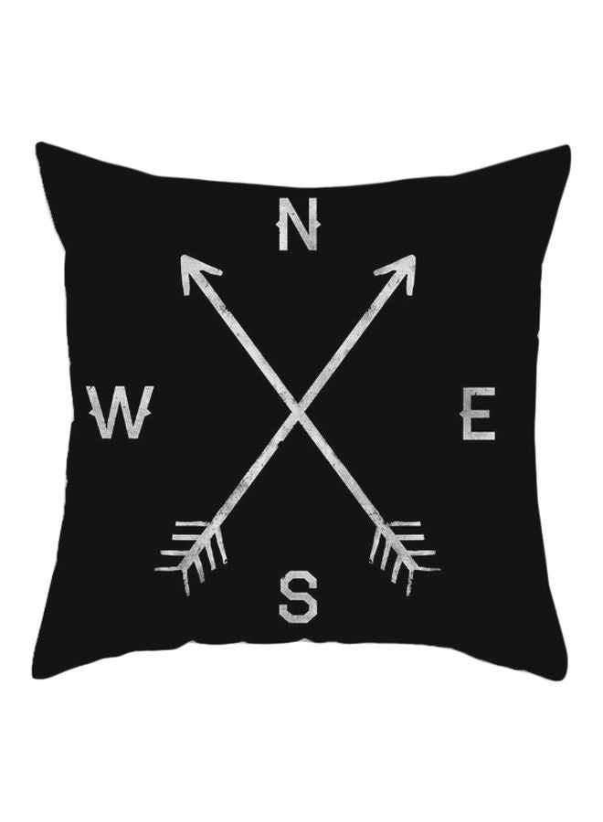 غطاء وسادة بطبعة هندسية أسود/ أبيض 45x45سم