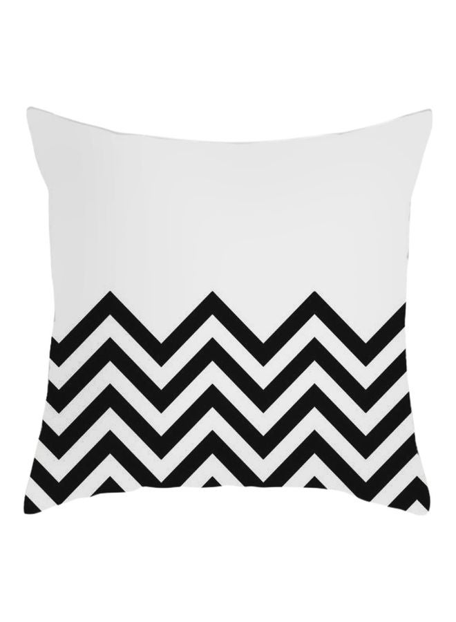 غطاء وسادة بطبعة هندسية أبيض/ أسود 45x45سم