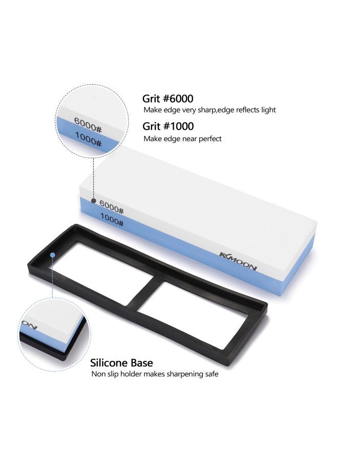 كيه كيه مون حجر شحذ مزود بقاعدة مانعة للانزلاق أزرق/ أبيض 7.2x2.5x1.1سم - Image 3