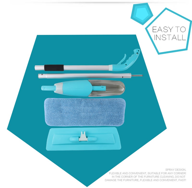 Spray Mop With Replacement Cleaning Pad Blue 130x40cm - Image 4