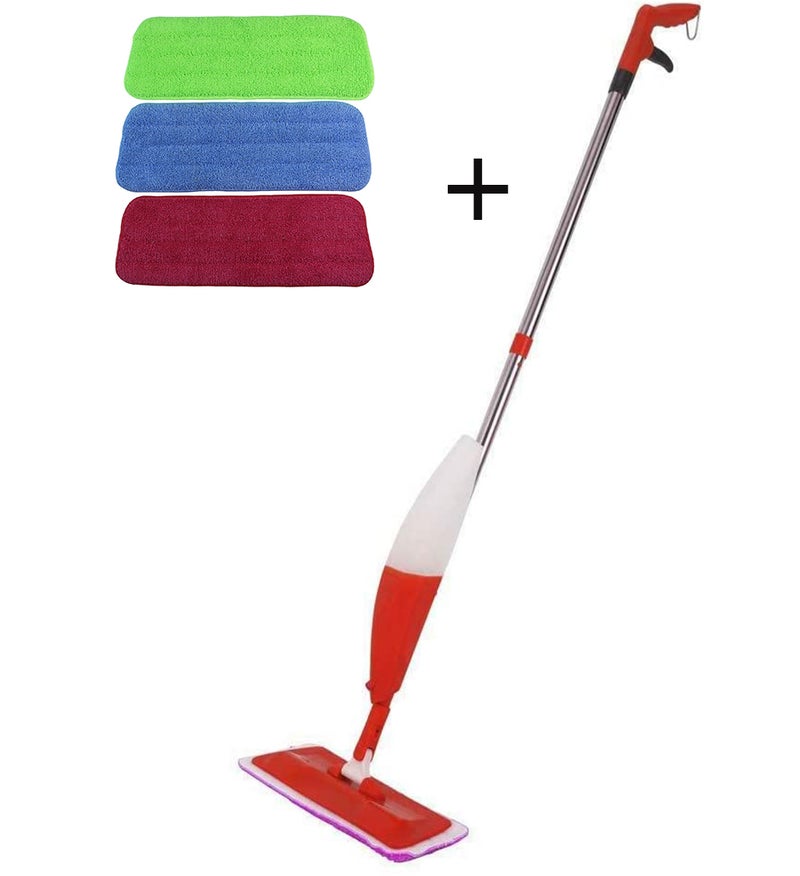 Spray Mop Blue With Replacement Cleaning Pad Red 130x40cm - Image 1