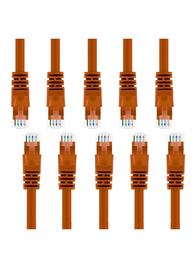 JE Pack of 10 Snagless Ethernet Connection Patch Cable Orange  - Image 1