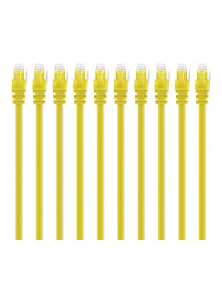 Pack of 10 Snagless Ethernet Connection Patch Cable Yellow - v1599802332/N40193116A_1