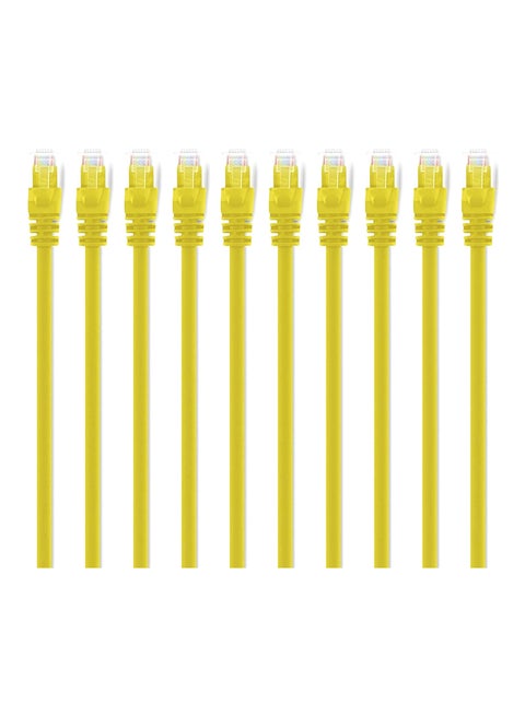 Pack of 10 Snagless Ethernet Connection Patch Cable Yellow