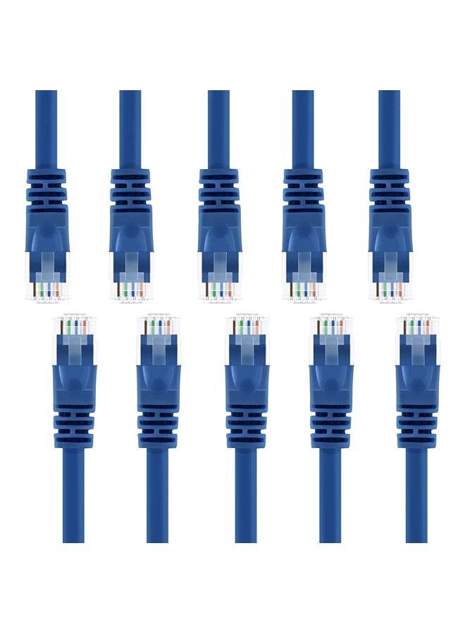 JE Pack of 10 Snagless Ethernet Connection Patch Cable Blue  - Image 1