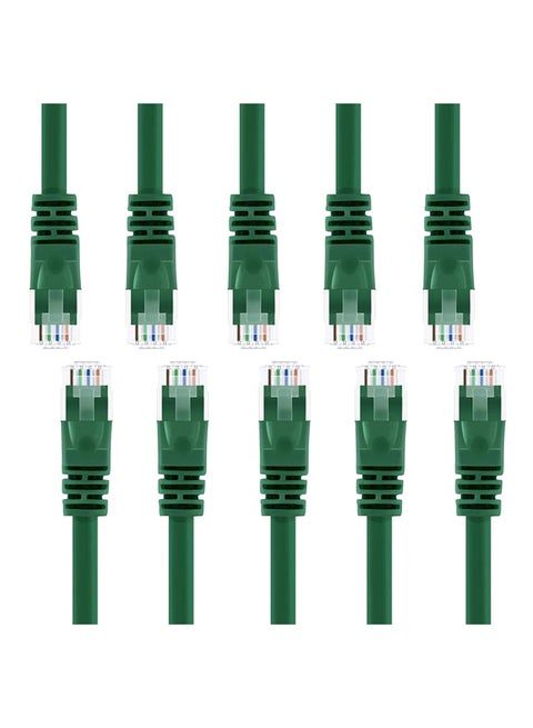 Pack of 10 Snagless Ethernet Connection Patch Cable Green