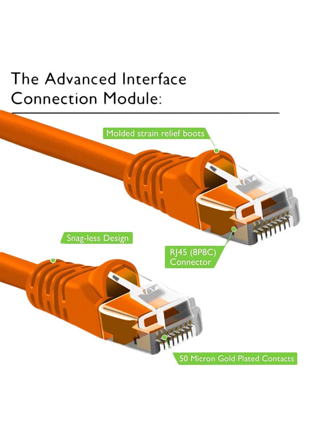 JE Pack of 10 Snagless Ethernet Connection Patch Cable Orange  - Image 2