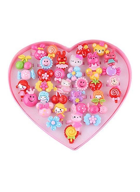 36-Piece Princess Dress Up Jewelry Ring Set 0.55inch