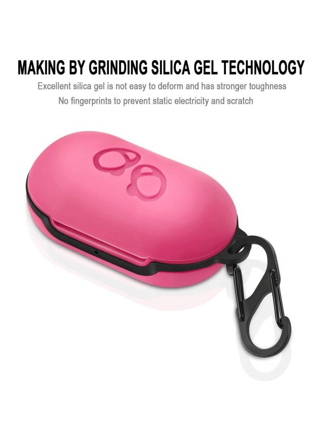 MARGOUN Protective Silicone Case With Carabiner For Samsung Galaxy Ear Buds Hot Pink/Black - Image 3
