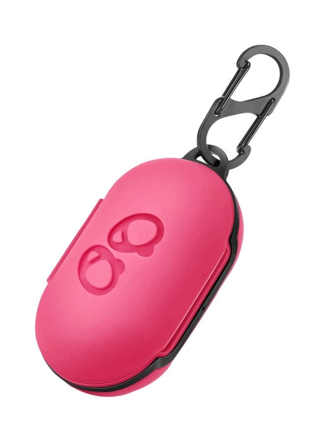 MARGOUN Protective Silicone Case With Carabiner For Samsung Galaxy Ear Buds Hot Pink/Black - Image 1