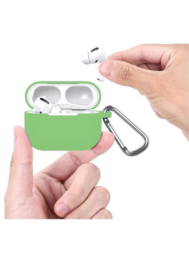 MARGOUN Silicone Case With Carabiner For Apple AirPods Pro Green  - Image 2
