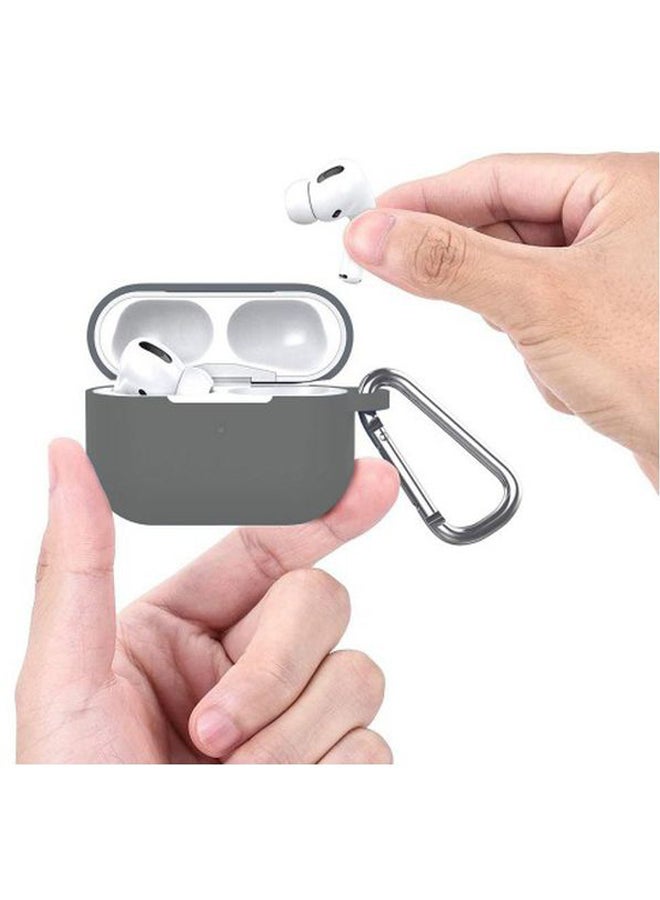 MARGOUN Silicone Case With Carabiner For Apple AirPods Pro Grey - Image 3
