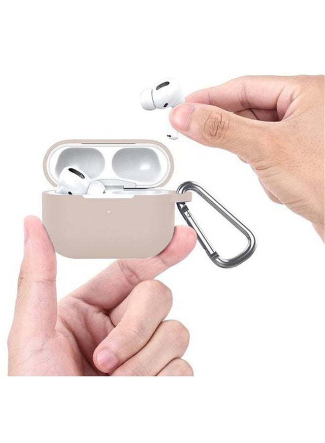 MARGOUN Silicone Case With Carabiner For Apple AirPods Pro Pink Sand - Image 3