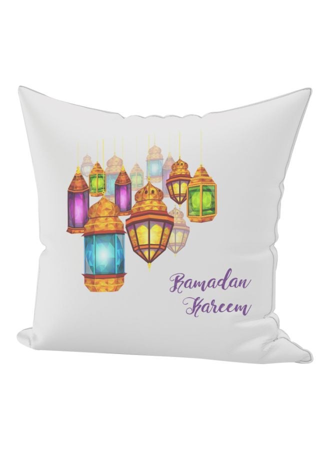 REGAL IN HOUSE Decorative Ramadan Kareem Printed Cushion Cotton White/Purple/Yellow 50x70cm  - Image 1