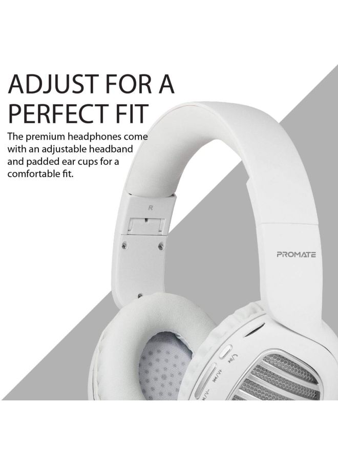 PROMATE Concord Dynamic HD Wireless Over-Ear Stereo Headset White  - Image 3