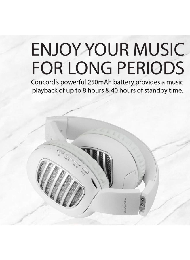 PROMATE Concord Dynamic HD Wireless Over-Ear Stereo Headset White  - Image 5