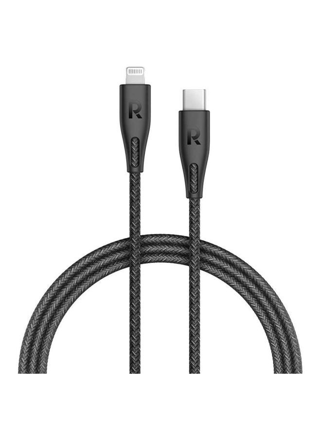Type-C To Lightning Charging Data Sync Cable Black/Silver
