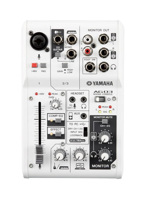 AG Series 3-Channel Mixer And USB Audio Interface AG03 White