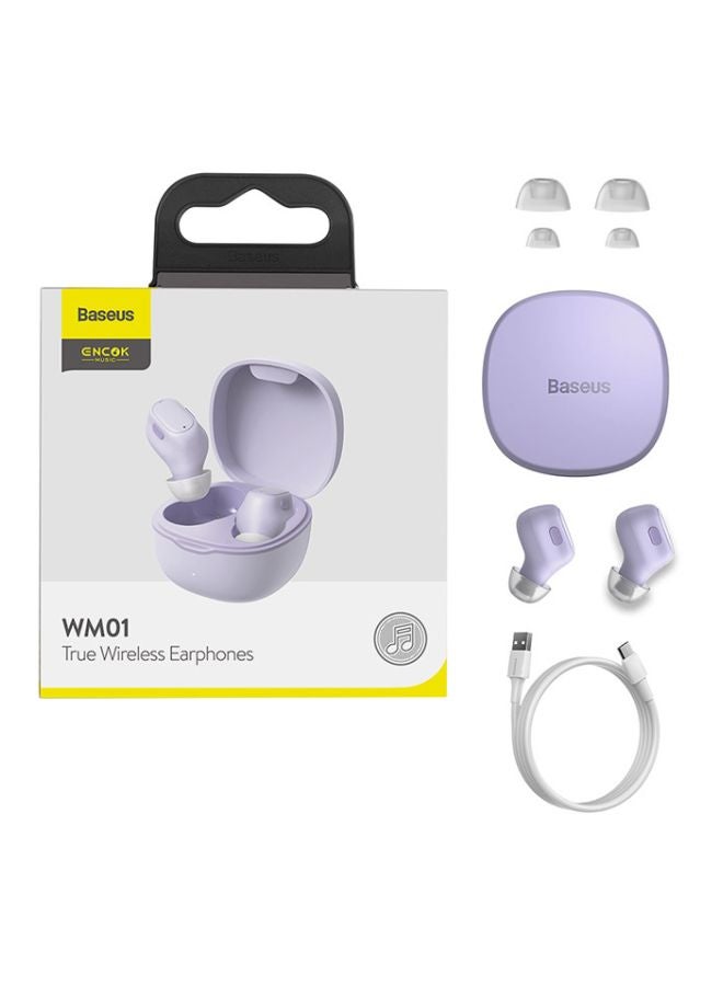 Baseus WM01 True TWS Wireless Earphones Bluetooth 5.3 Earphone HD Headphones Touch Control Earbuds for iOS/Android - Purple  - Image 1