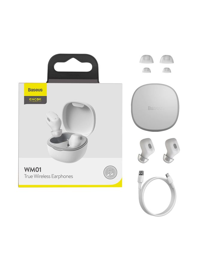 Baseus WM01 True TWS Wireless Earphones Bluetooth 5.3 Earphone HD Headphones Touch Control Earbuds for iOS/Android - White  - Image 1