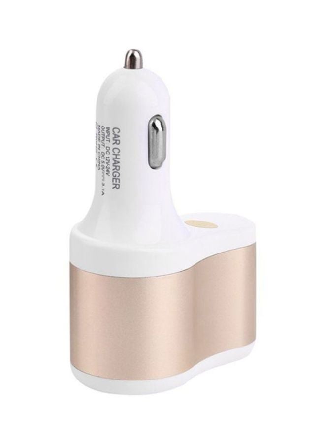 OUTAD Dual USB Car Charger With Cigarette Lighter White/Gold - Image 3