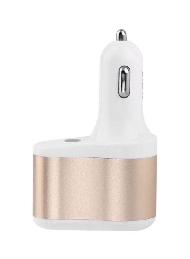 OUTAD Dual USB Car Charger With Cigarette Lighter White/Gold - Image 2