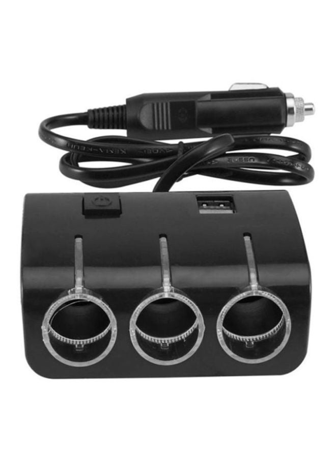 OUTAD Dual USB Car Charger With Multi Socket Cigarette Lighter Black - Image 1