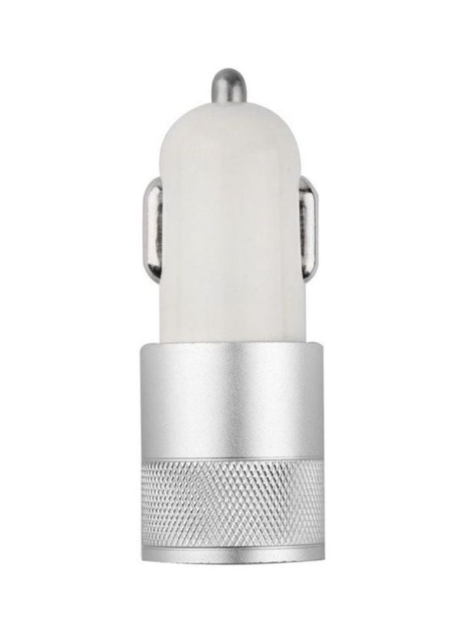 OUTAD Dual Port USB Car Charger White/Silver - Image 1