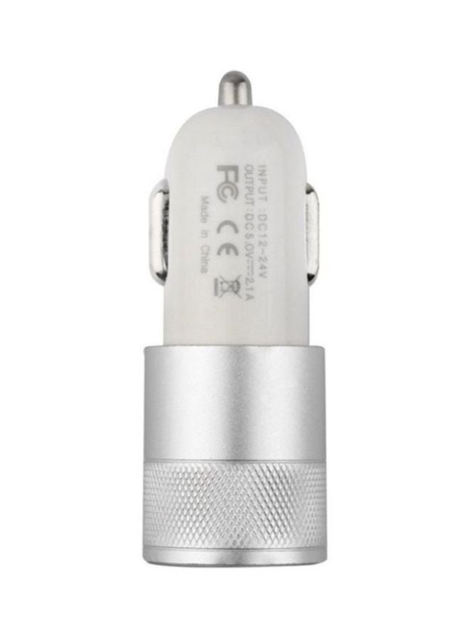 OUTAD Dual Port USB Car Charger White/Silver - Image 2