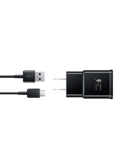 سامسونج محول للشحن السريع بتصميم بعدد 3 أسنان يأتي مع كابل بمنفذ USB أسود  - Image 3