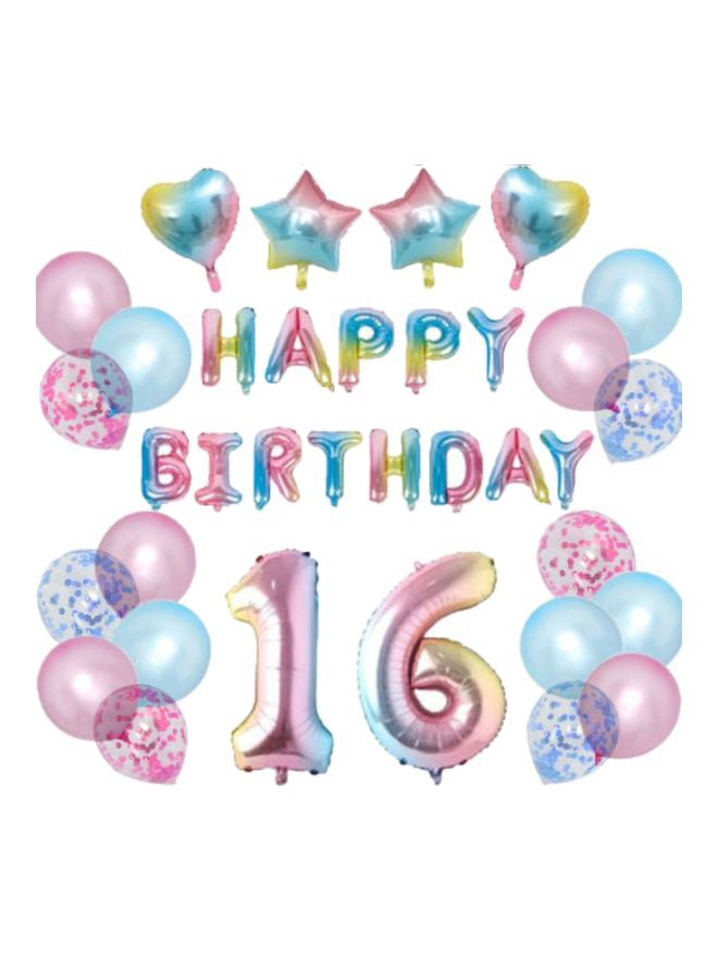 بيوينتي مجموعة بالونات تزيين الحفلات بتصميم "16th Birthday" مكونة من 35 قطعة - Image 1