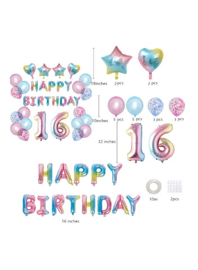 بيوينتي مجموعة بالونات تزيين الحفلات بتصميم "16th Birthday" مكونة من 35 قطعة - Image 2