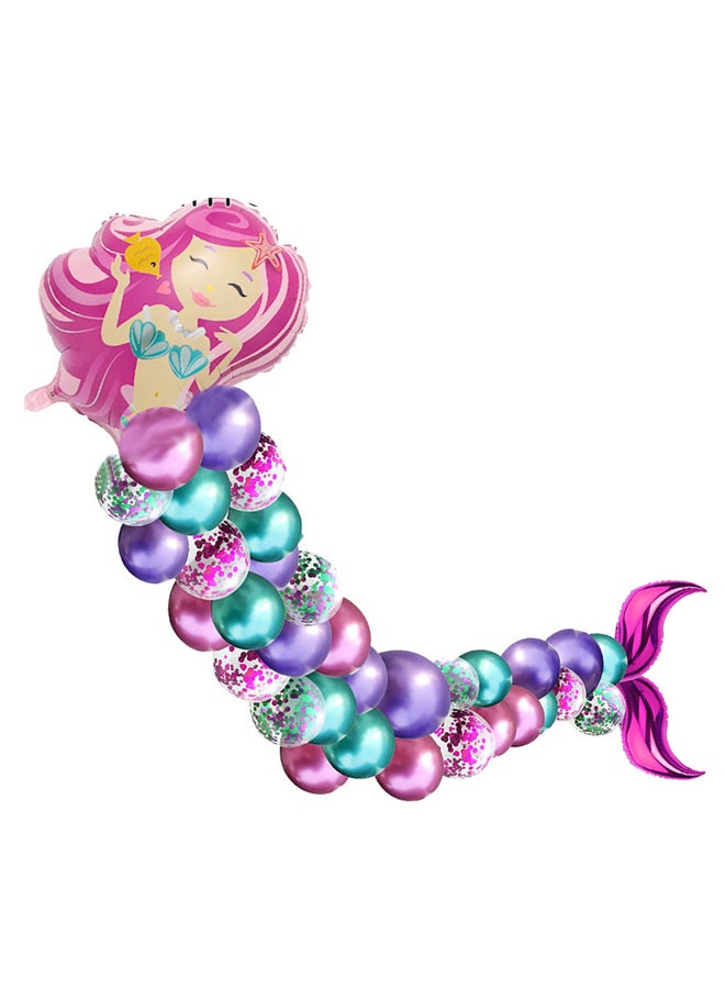 بيوينتي مجموعة بالونات مخصصة بنمط معدني بتصميم حورية البحر مكونة من 43 قطعة - Image 1