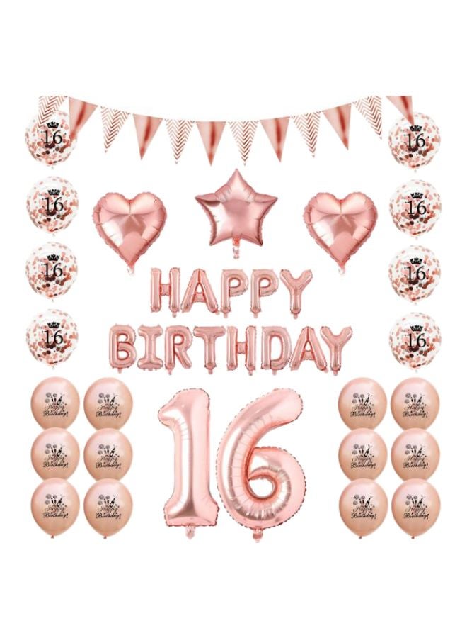 بيوينتي مجموعة بالونات تزيين بطبعة لحفلة عيد الميلاد السادس عشر من 27 قطعة - Image 1
