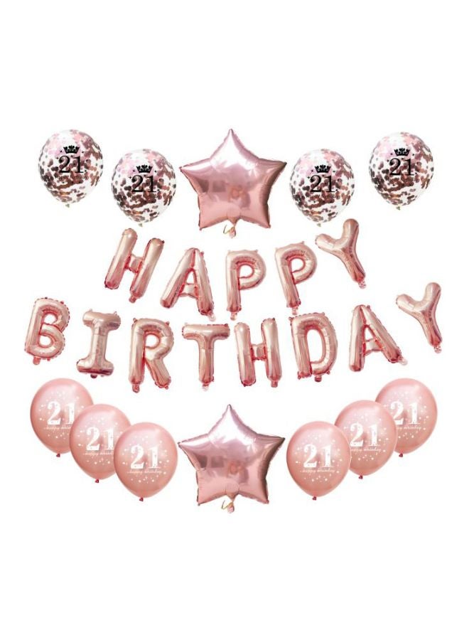 بيوينتي مجموعة بالونات زينة بتصميم عبارة "Happy Birthday" من 25 قطعة - Image 1