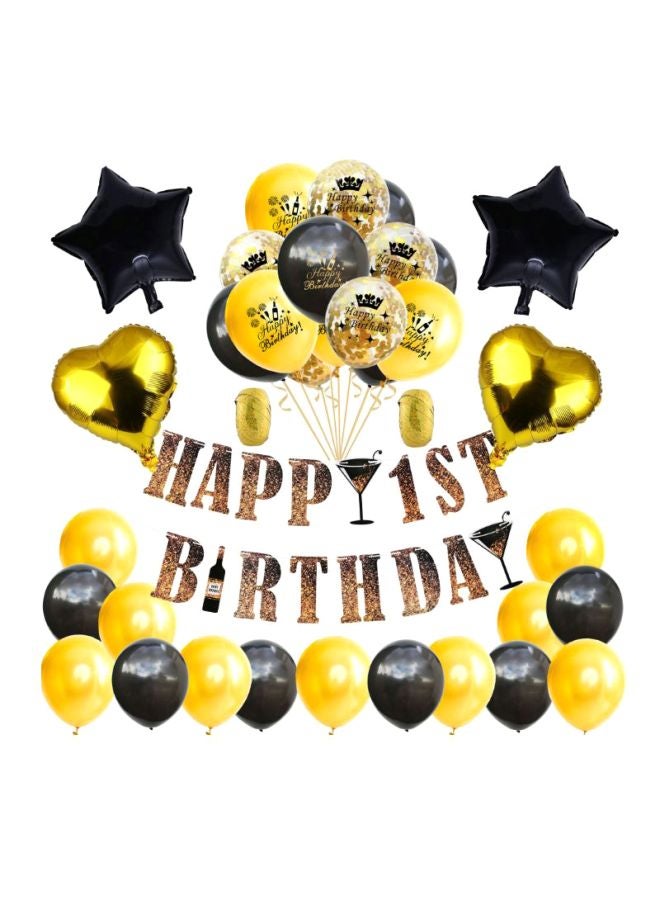 بيوينتي مجموعة بالونات مع راية تشكل عبارة "Happy 1st Birthday" مكونة من 42 قطعة - Image 1