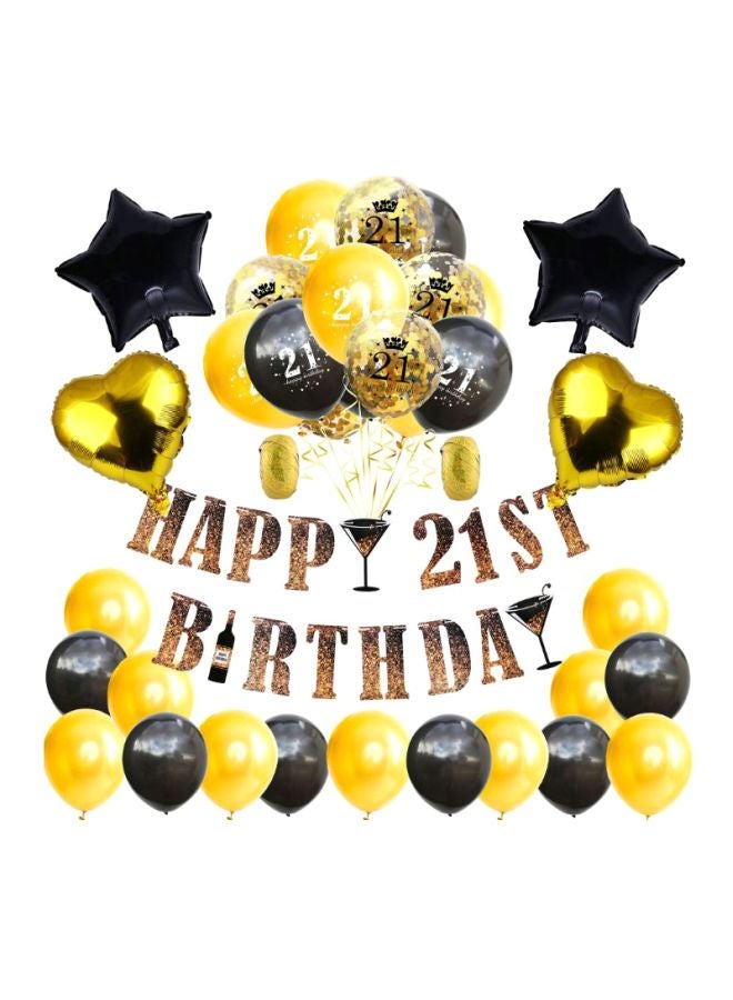 بيوينتي مجموعة بالونات مع راية تشكل عبارة "Happy 21st Birthday" مكونة من 42 قطعة - Image 1