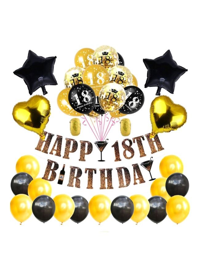 بيوينتي مجموعة بالونات مع راية تشكل عبارة "Happy 18th Birthday" مكونة من 42 قطعة - Image 1