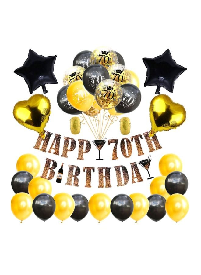 بيوينتي مجموعة بالونات مع راية تشكل عبارة "Happy 70th Birthday" مكونة من 42 قطعة - Image 1