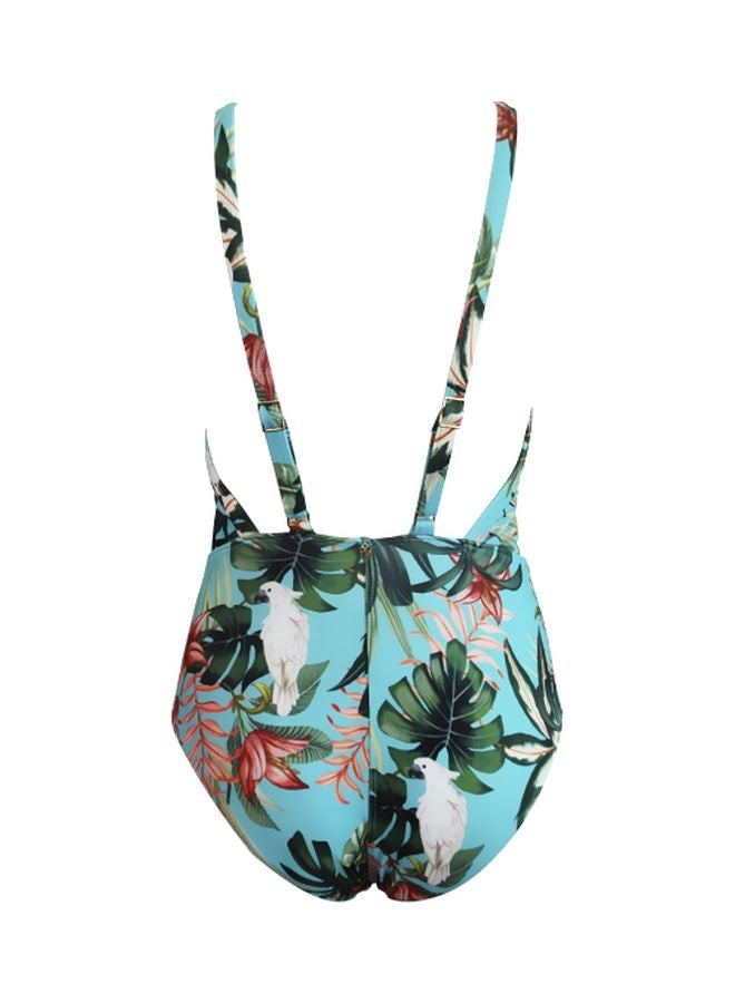 FERIADO NACIONAL - Flower Printed Swimsuit Floral Green - Image 1