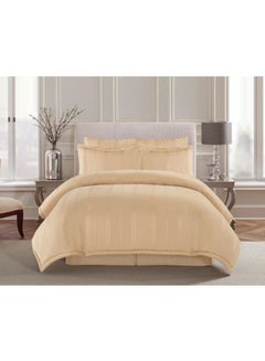 Feather 6-Piece Stripe Patterned Comforter Set Polyester Beige 