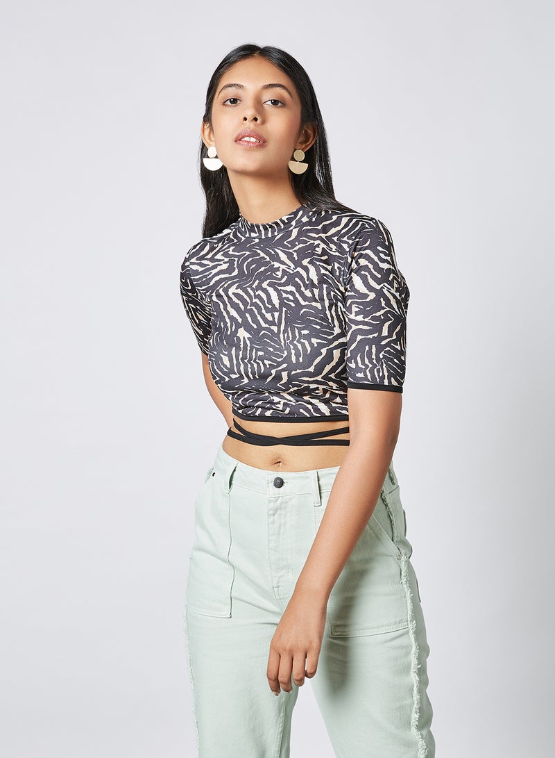 trendyol Tie-Up Detailed Pattern Top Multi Color  - Image 1
