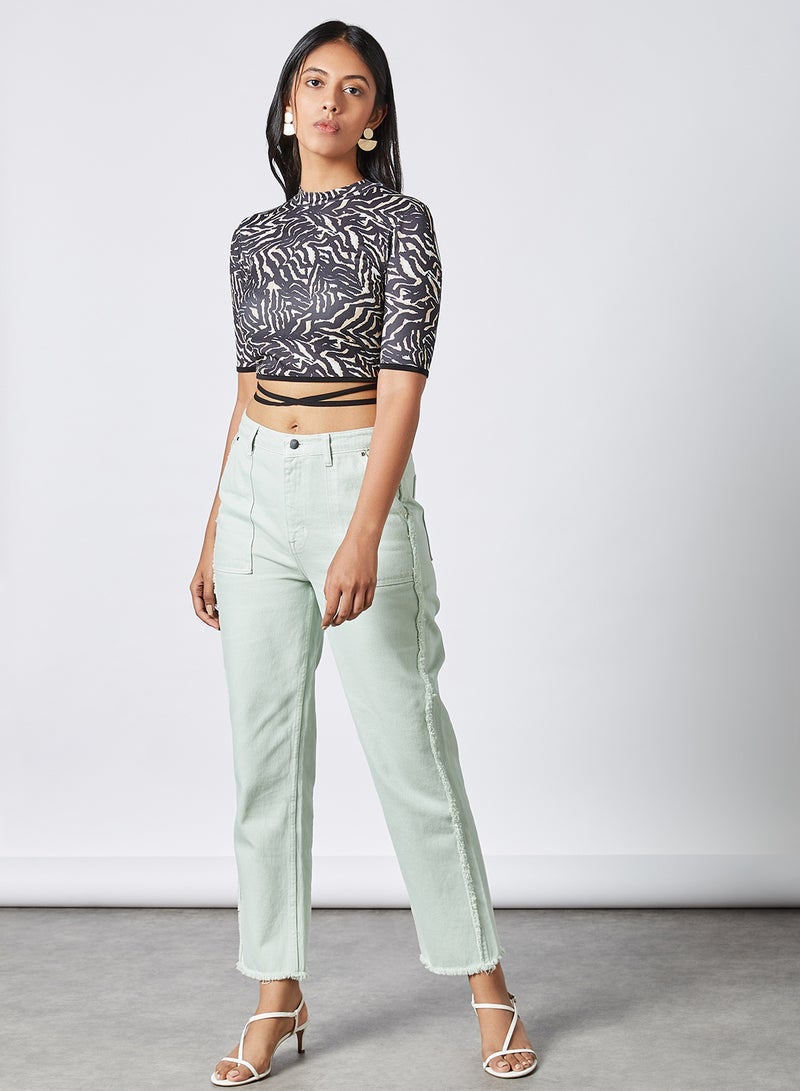 trendyol Tie-Up Detailed Pattern Top Multi Color  - Image 2