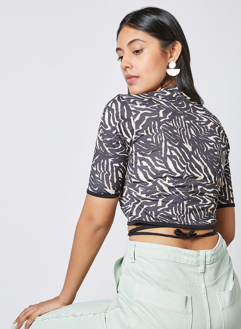 trendyol Tie-Up Detailed Pattern Top Multi Color  - Image 3