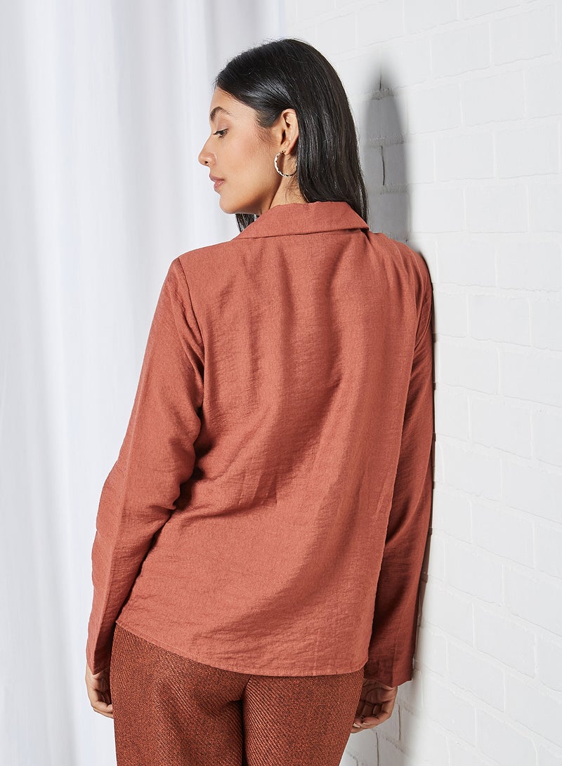 trendyol Solid Collared Shirt Brick - Image 3