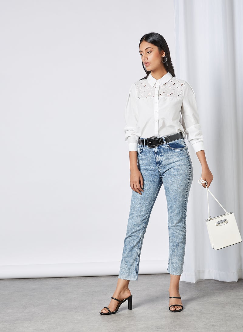 trendyol - Cropped Slim Fit Jeans Blue - Image 1
