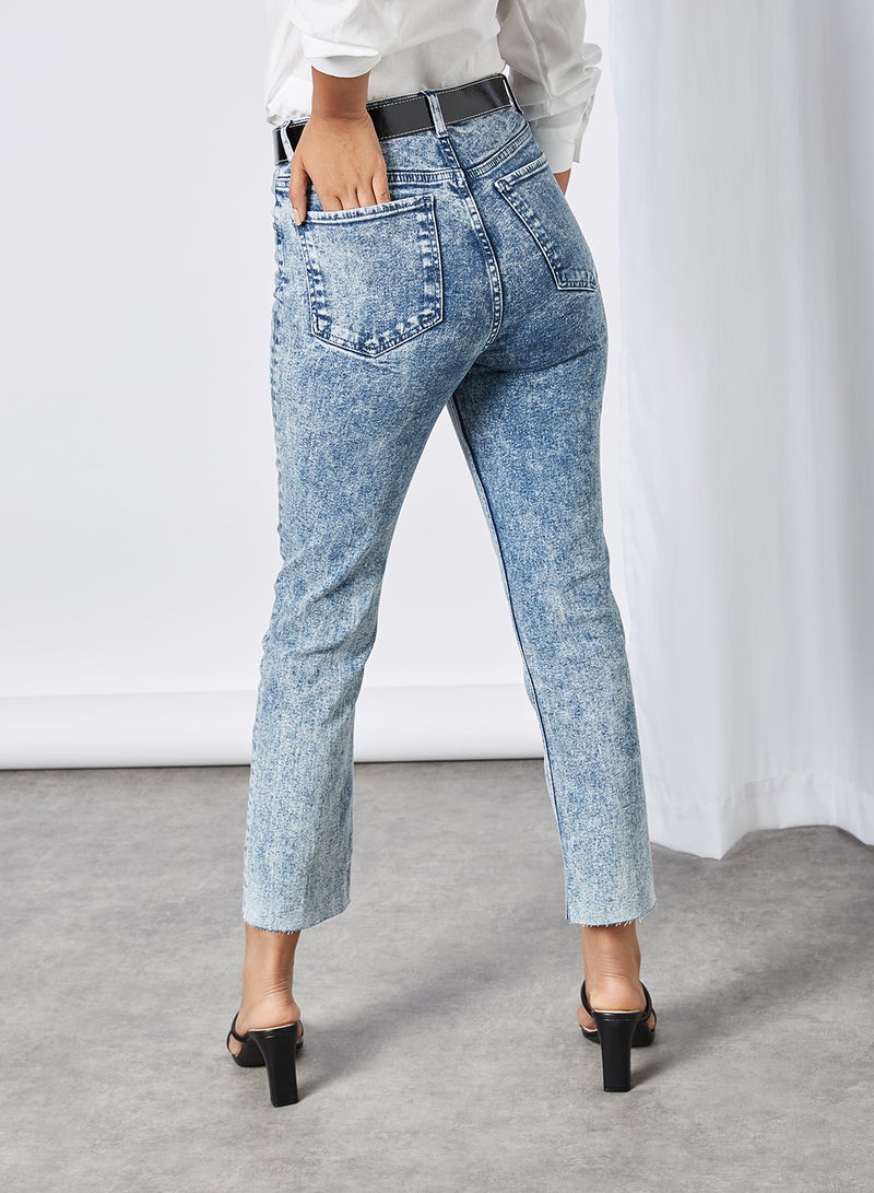 trendyol - Cropped Slim Fit Jeans Blue - Image 1