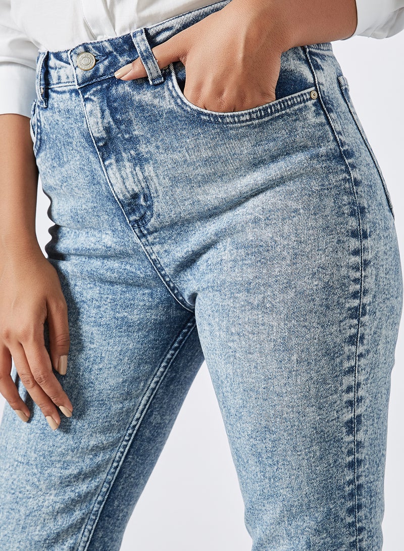 trendyol - Cropped Slim Fit Jeans Blue - Image 1