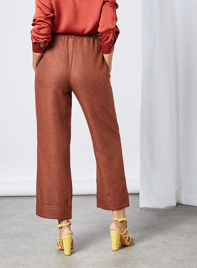 trendyol Rolled Hem Straight Pants Brick